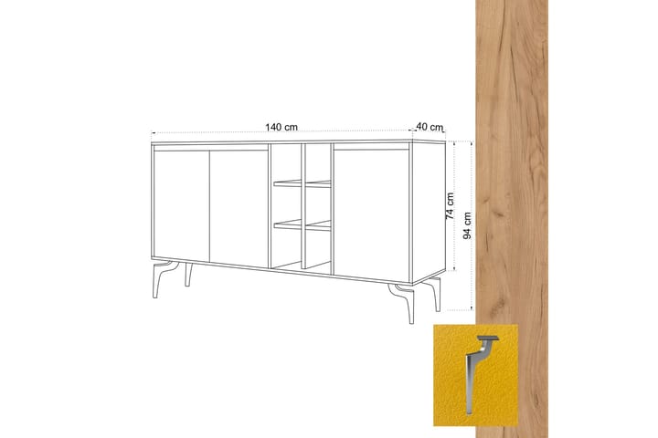Sivupöytä Tammi/Keltainen - Säilytys - Säilytyskalusteet - Senkki