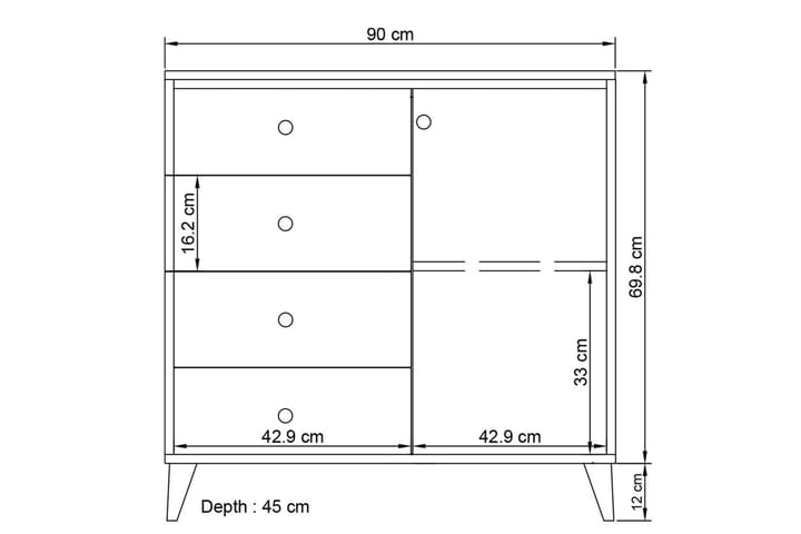 Sivaji Lipasto 90 cm - Valkoinen - Säilytys - Säilytyskalusteet - Lipasto