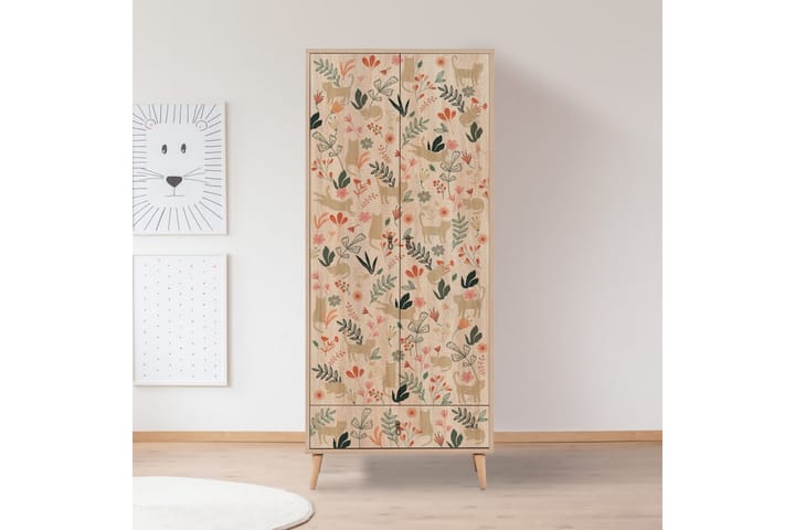 Bertoaria vaatekaappi 80x190 cm ruskea - Hanah Home - Säilytys - Vaatesäilytys - Vaatekaappi