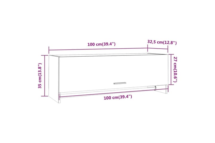 Vaatekaappi harmaa Sonoma 100x32,5x35 cm tekninen puu - Harmaa - Säilytys - Vaatesäilytys - Vaatekaappi