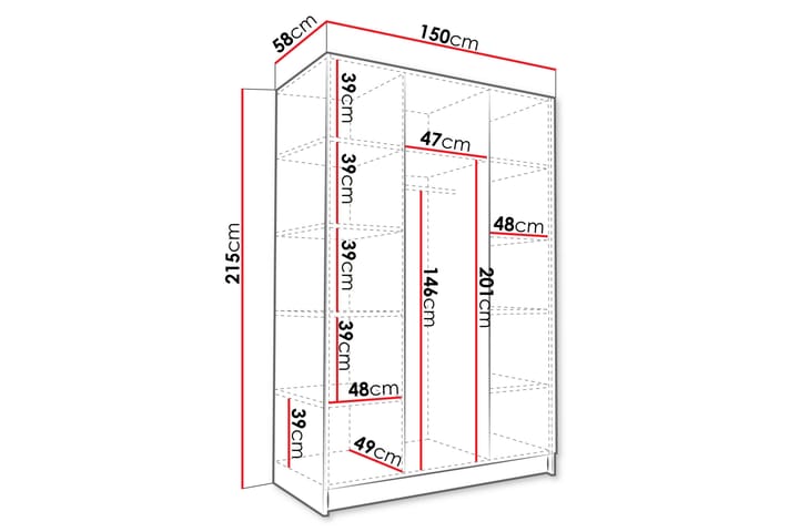 Vaatekaappi Herrljunga 150 cm - Kashmir/Kulta - Säilytys - Vaatesäilytys - Vaatekaappi