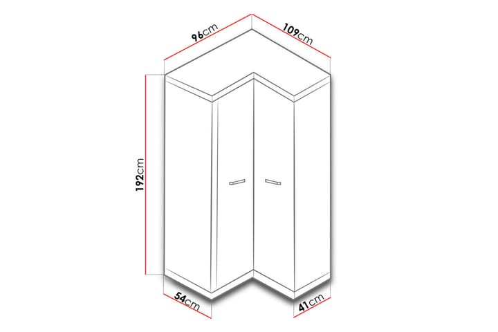 Vegas Vaatekaappi 109x54x192 cm - Säilytys - Vaatesäilytys - Vaatekaappi - Kulmavaatekaappi