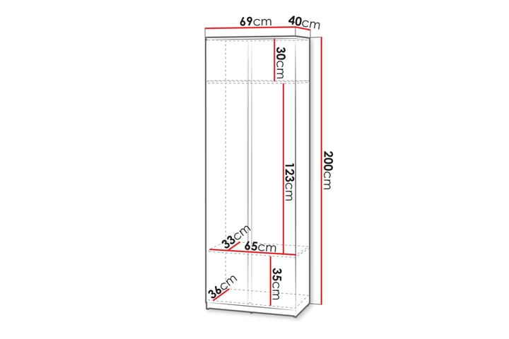 Vaatekaappi Simply 69 cm - Valkoinen - Säilytys - Vaatesäilytys - Vaatekaappi