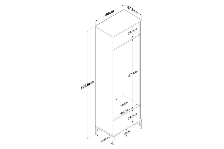 Aulakalusto Lukkha - Pähkinä/Valkoinen - Säilytys - Vaatesäilytys - Vaatekaappi - Vaatekaapin hyllyjärjestelmät - Koriteline runko