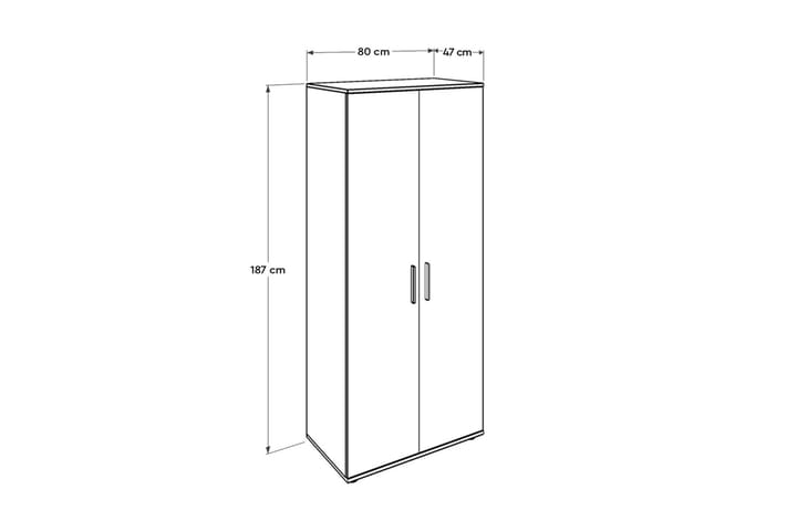 Vaatekaappi 80x187 cm - Luonnonväri - Säilytys - Vaatesäilytys - Vaatekaappi