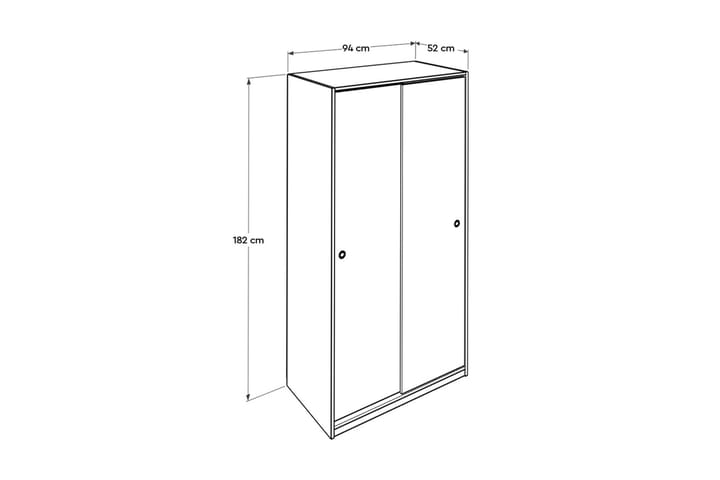 Vaatekaappi 94x182 cm - Luonnonväri - Säilytys - Vaatesäilytys - Vaatekaappi