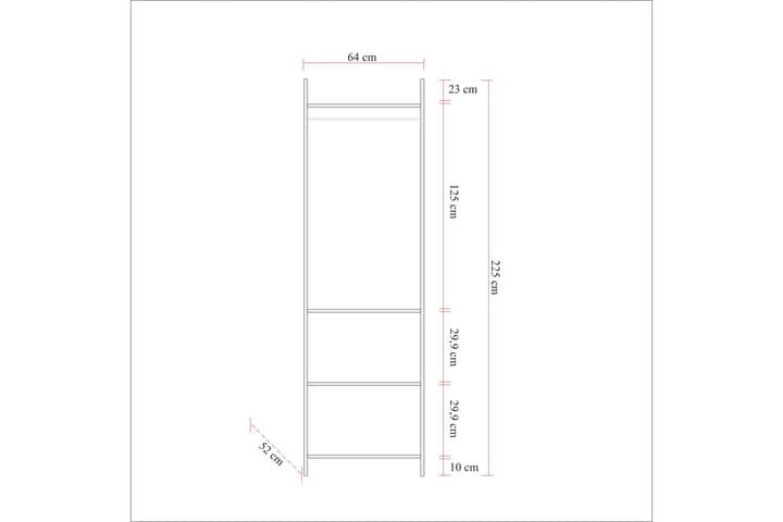 Vaatekaappi Anera 52x64 cm 11 hyllyä 1 ovi - Luonnonväri - Säilytys - Vaatesäilytys - Vaatekaappi