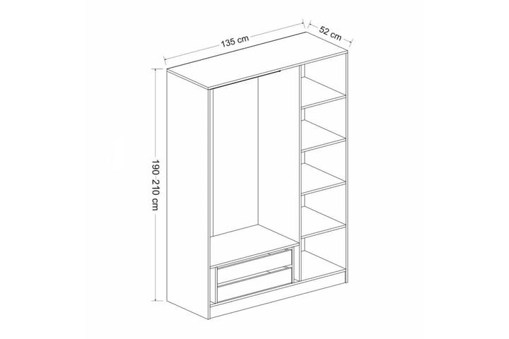 Vaatekaappi Cambrian 135 cm - Antrasiitti - Säilytys - Vaatesäilytys - Vaatekaappi