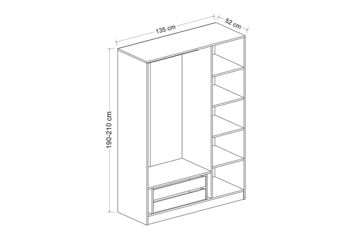 Vaatekaappi Cambrian 135 cm - Ruskea - Säilytys - Vaatesäilytys - Vaatekaappi