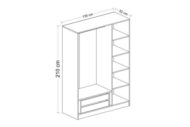 Vaatekaappi Cambrian 135 cm - Ruskea - Säilytys - Vaatesäilytys - Vaatekaappi