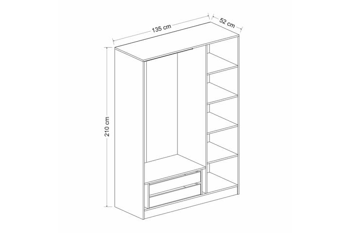 Vaatekaappi Cambrian 135 cm - Tammi - Säilytys - Vaatesäilytys - Vaatekaappi