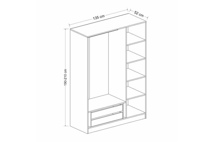 Vaatekaappi Cambrian 135 cm - Valkoinen - Säilytys - Vaatesäilytys - Vaatekaappi