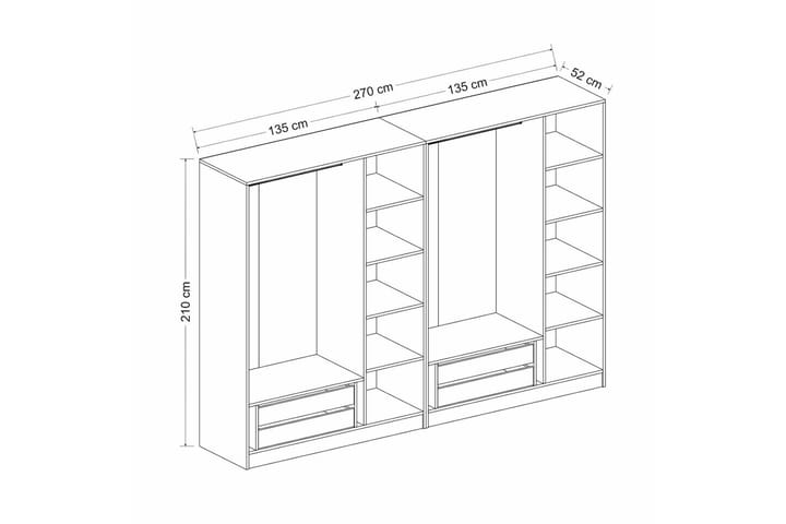 Vaatekaappi Cambrian 225 cm - Antrasiitti - Säilytys - Vaatesäilytys - Vaatekaappi