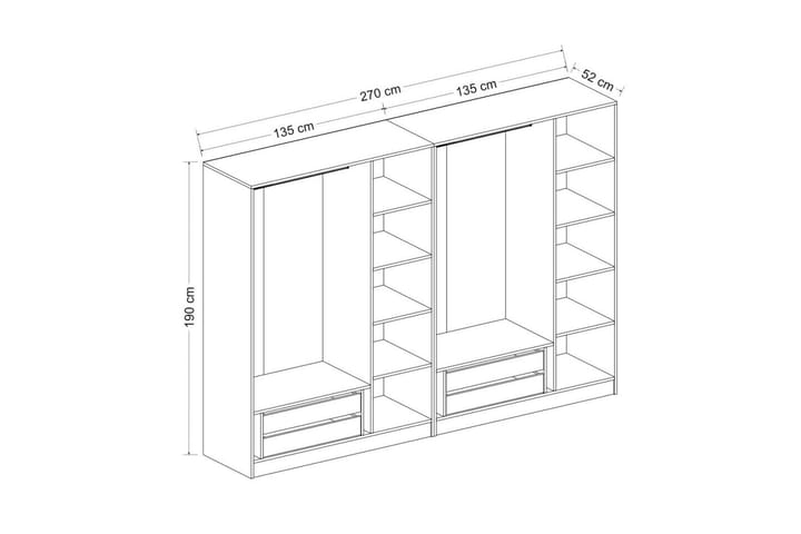 Vaatekaappi Cambrian 270 cm - Antrasiitti - Säilytys - Vaatesäilytys - Vaatekaappi