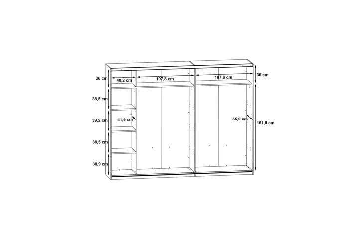 Vaatekaappi Grassle 62x270 cm 3 hyllytasoa - Luonnonväri/Valkoinen - Säilytys - Vaatesäilytys - Vaatekaappi