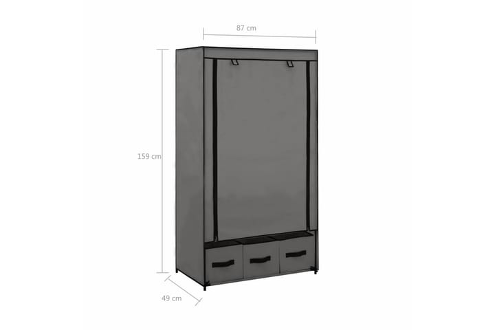 Vaatekaappi harmaa 87x49x159 cm kangas - Harmaa - Säilytys - Vaatesäilytys - Vaatekaappi