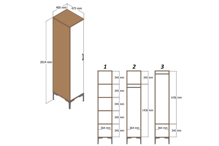 Vaatekaappi Kumsal 40 cm - Valkoinen - Säilytys - Vaatesäilytys - Vaatekaappi