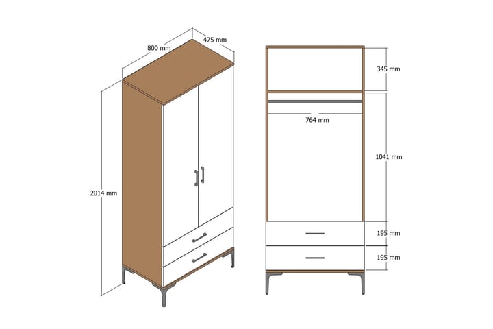 Vaatekaappi Kumsal 80 cm - Antrasiitti - Säilytys - Vaatesäilytys - Vaatekaappi