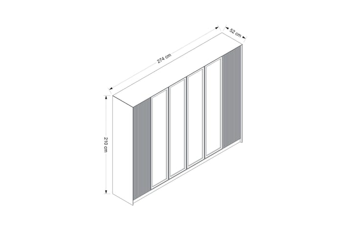 Vaatekaappi Luxe 270 cm - Kulta/Valkoinen - Säilytys - Vaatesäilytys - Vaatekaappi