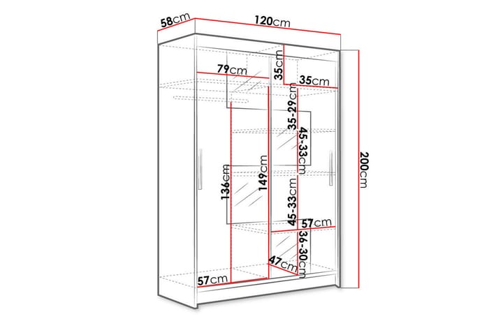 Vaatekaappi Miami 120x58x200 cm - Beige/Harmaa - Säilytys - Vaatesäilytys - Vaatekaappi