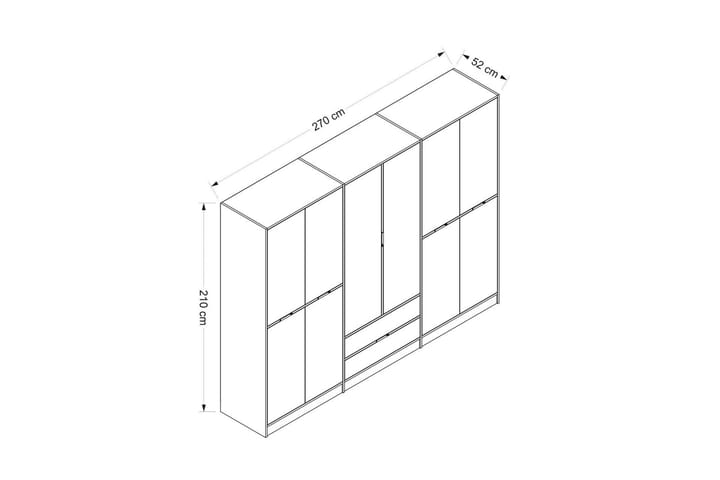 Vaatekaappi Munna 270 cm - Antrasiitti - Säilytys - Vaatesäilytys - Vaatekaappi