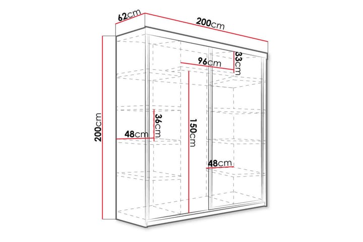 Vaatekaappi Trissma LED-valaistus Sininen 200 cm - Sonoma-tammi - Säilytys - Vaatesäilytys - Vaatekaappi