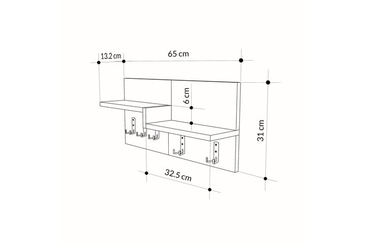 Nachusa Naulakko 65 cm - Ruskea/Valkoinen - Säilytys - Vaatesäilytys - Vaatenaulakko - Koukkunaulakot