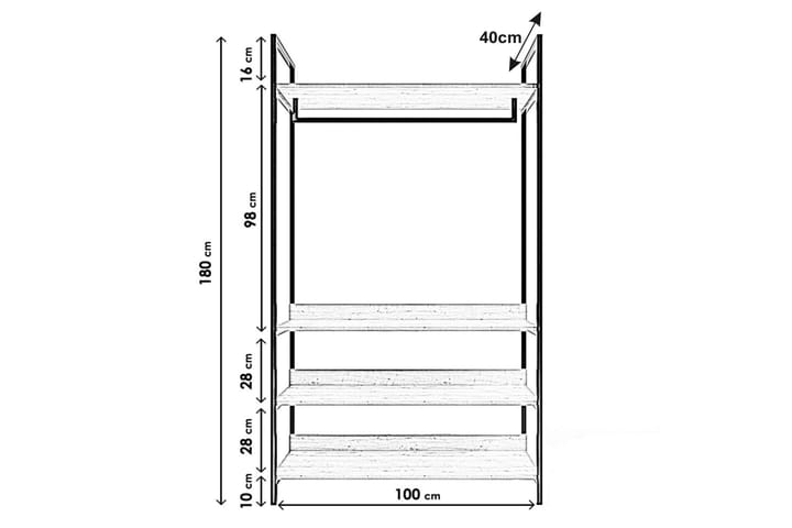 Vaatekaappi Trendel 100x40 cm - Luonnonväri - Säilytys - Vaatesäilytys - Vaatenaulakko - Koukkunaulakot