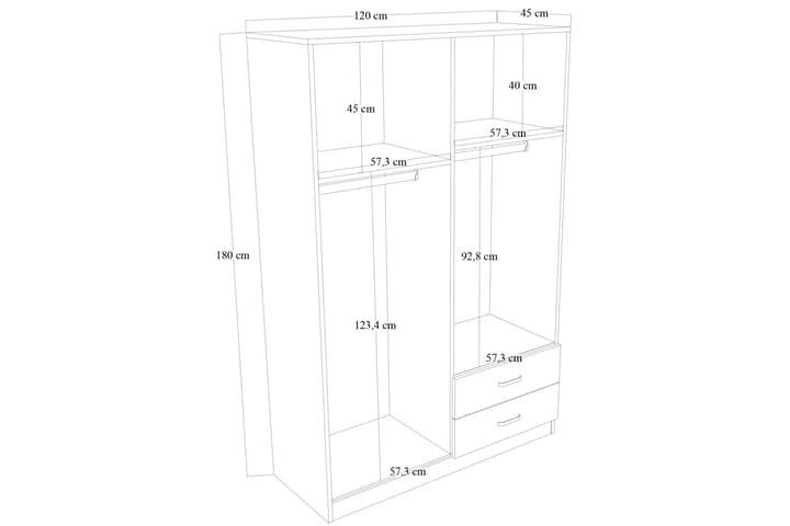 Yaman Vaatekaappi 120x180 cm - Ruskea - Säilytys - Vaatesäilytys - Vaatekaappi