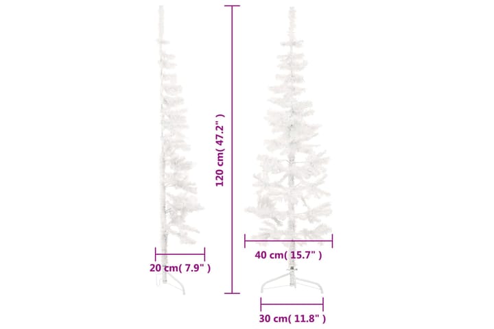 beBasic Kapea puolikas tekojoulukuusi jalustalla valkoinen 120 cm - Sisustustuotteet - Joulukoristeet & juhlakoristeet - Joulukoristeet - Tekokuusi