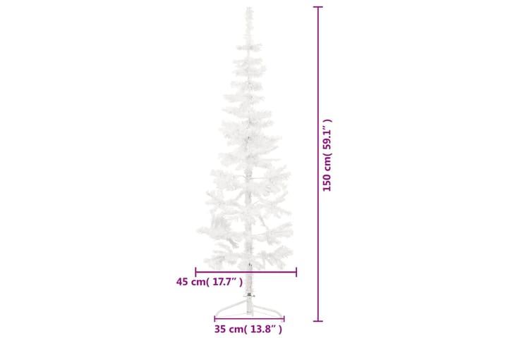 beBasic Kapea puolikas tekojoulukuusi jalustalla valkoinen 150 cm - Sisustustuotteet - Joulukoristeet & juhlakoristeet - Joulukoristeet - Tekokuusi