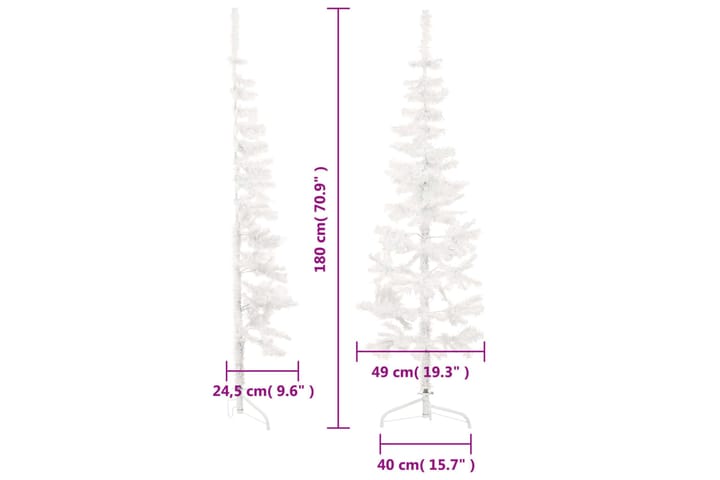 beBasic Kapea puolikas tekojoulukuusi jalustalla valkoinen 180 cm - Sisustustuotteet - Joulukoristeet & juhlakoristeet - Joulukoristeet - Tekokuusi