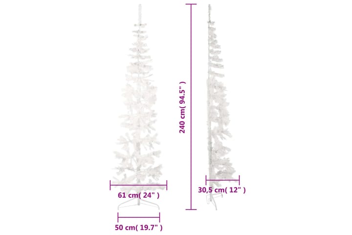 beBasic Kapea puolikas tekojoulukuusi jalustalla valkoinen 240 cm - Sisustustuotteet - Joulukoristeet & juhlakoristeet - Joulukoristeet - Tekokuusi