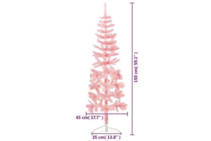 beBasic Kapea puolikas tekojoulukuusi jalustalla pinkki 150 cm - Sisustustuotteet - Joulukoristeet & juhlakoristeet - Joulukoristeet - Tekokuusi