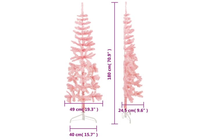 beBasic Kapea puolikas tekojoulukuusi jalustalla pinkki 180 cm - Sisustustuotteet - Joulukoristeet & juhlakoristeet - Joulukoristeet - Tekokuusi