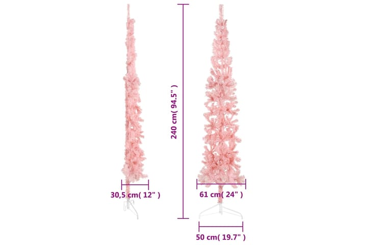 beBasic Kapea puolikas tekojoulukuusi jalustalla pinkki 240 cm - Sisustustuotteet - Joulukoristeet & juhlakoristeet - Joulukoristeet - Tekokuusi