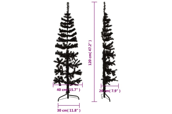 beBasic Kapea puolikas tekojoulukuusi jalustalla musta 120 cm - Sisustustuotteet - Joulukoristeet & juhlakoristeet - Joulukoristeet - Tekokuusi