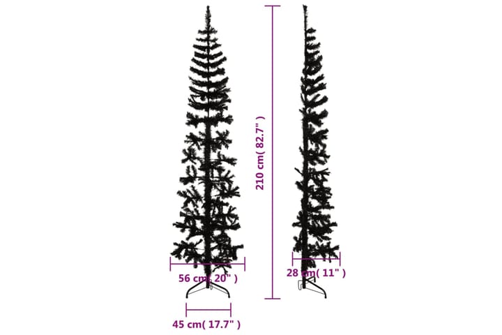 beBasic Kapea puolikas tekojoulukuusi jalustalla musta 210 cm - Sisustustuotteet - Joulukoristeet & juhlakoristeet - Joulukoristeet - Tekokuusi