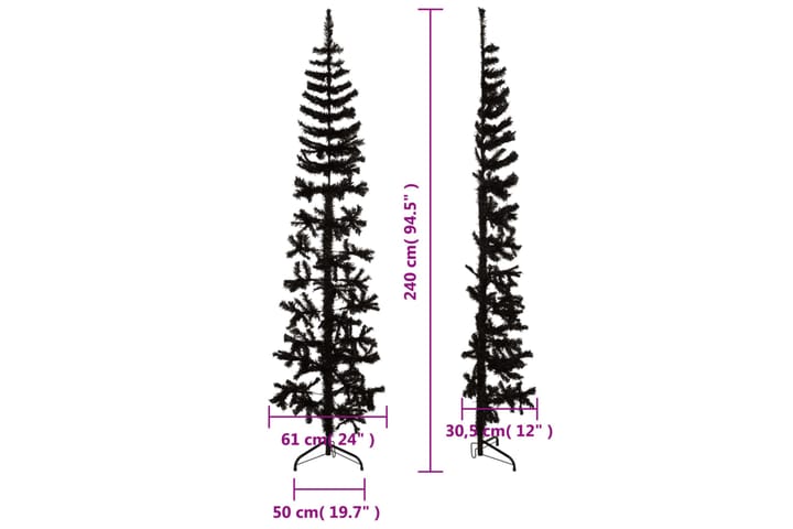 beBasic Kapea puolikas tekojoulukuusi jalustalla musta 240 cm - Sisustustuotteet - Joulukoristeet & juhlakoristeet - Joulukoristeet - Tekokuusi