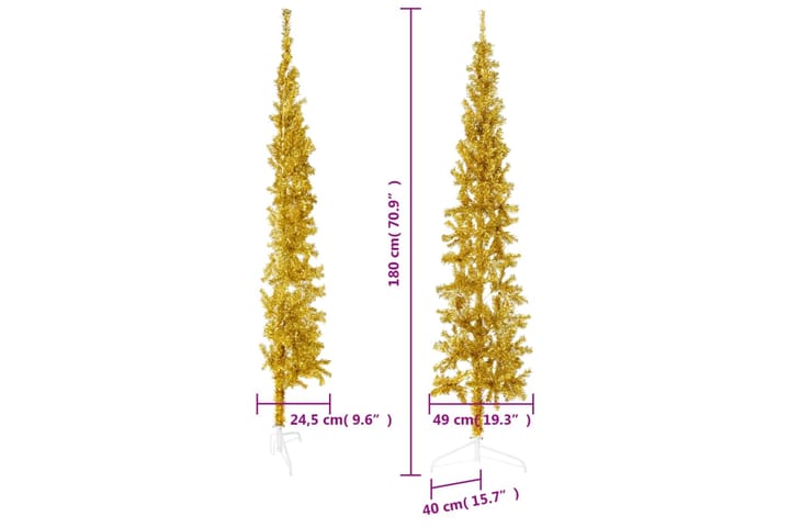 beBasic Kapea puolikas tekojoulukuusi jalustalla kulta 180 cm - Sisustustuotteet - Joulukoristeet & juhlakoristeet - Joulukoristeet - Tekokuusi