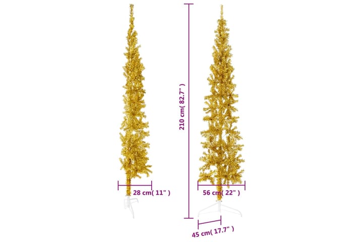 beBasic Kapea puolikas tekojoulukuusi jalustalla kulta 210 cm - Sisustustuotteet - Joulukoristeet & juhlakoristeet - Joulukoristeet - Tekokuusi