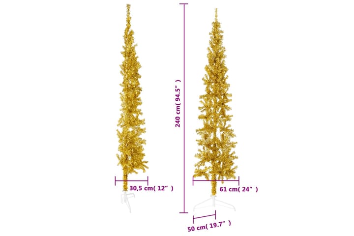 beBasic Kapea puolikas tekojoulukuusi jalustalla kulta 240 cm - Sisustustuotteet - Joulukoristeet & juhlakoristeet - Joulukoristeet - Tekokuusi