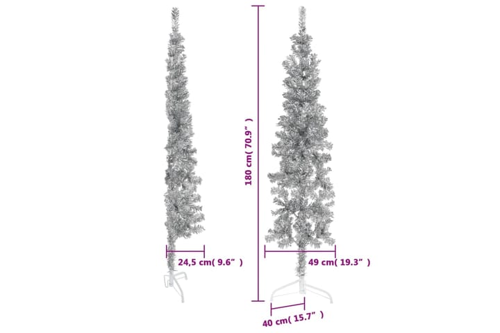 beBasic Kapea puolikas tekojoulukuusi jalustalla hopea 180 cm - Sisustustuotteet - Joulukoristeet & juhlakoristeet - Joulukoristeet - Tekokuusi