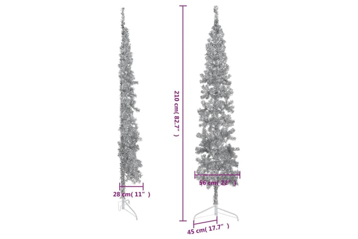 beBasic Kapea puolikas tekojoulukuusi jalustalla hopea 210 cm - Sisustustuotteet - Joulukoristeet & juhlakoristeet - Joulukoristeet - Tekokuusi