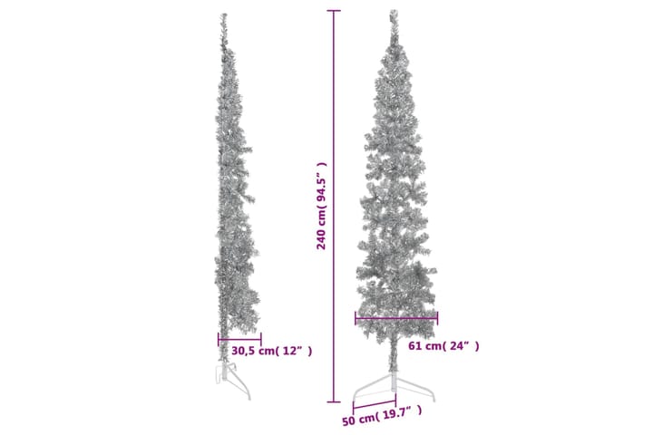 beBasic Kapea puolikas tekojoulukuusi jalustalla hopea 240 cm - Sisustustuotteet - Joulukoristeet & juhlakoristeet - Joulukoristeet - Tekokuusi