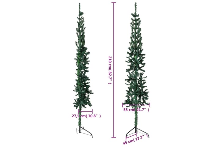 beBasic Kapea puolikas tekojoulukuusi jalustalla vihreä 210 cm - Sisustustuotteet - Joulukoristeet & juhlakoristeet - Joulukoristeet - Tekokuusi