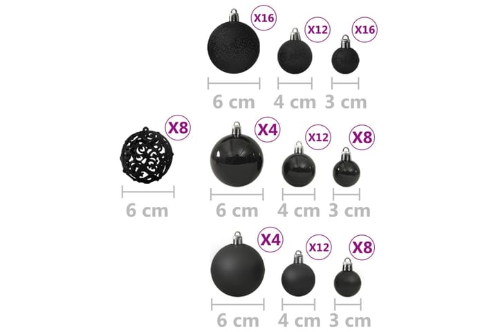 Joulukuusen pallosarja 100 kpl musta - Sisustustuotteet - Joulukoristeet & juhlakoristeet - Joulukoristeet - Tekokuusi