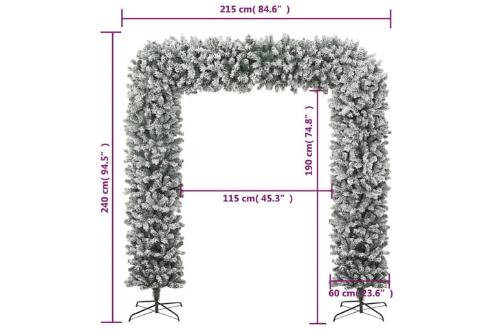 Joulukuusikaari lumihuurteella 240 cm - Sisustustuotteet - Joulukoristeet & juhlakoristeet - Joulukoristeet - Tekokuusi