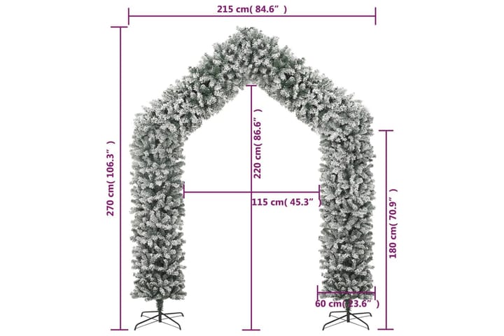 Joulukuusikaari lumihuurteella 270 cm - Sisustustuotteet - Joulukoristeet & juhlakoristeet - Joulukoristeet - Tekokuusi