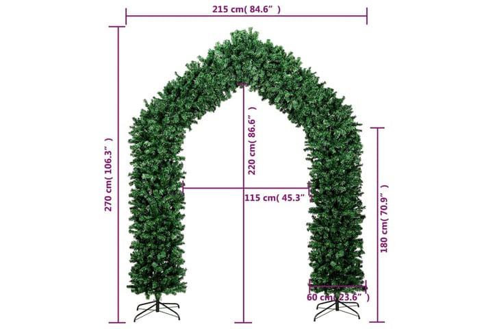 Joulukuusikaari vihreä 270 cm - Sisustustuotteet - Joulukoristeet & juhlakoristeet - Joulukoristeet - Tekokuusi